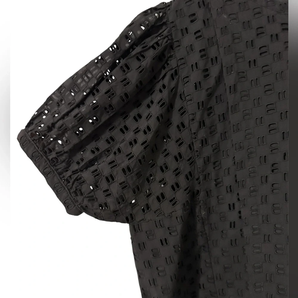 ELIZABETH & JAMES BLACK CROCHET
*BUBBLE SLEEVE* BLOUSE TOP - Picture 5 of 5